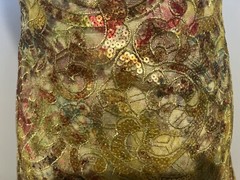 1.5 Yard Green Yellow Red Sequins Embroidery Lace Fabric 50” Width
