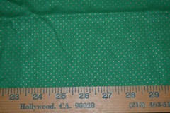 Cotton fabric, green with gold dots print, 43″ x 3 yards, preshrunk