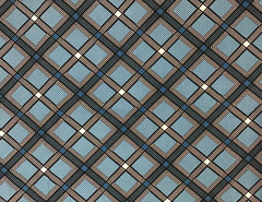Vtg Cotton Fabric 35″x 3 yds 16″ Square Geometric Pattern Teal Blue Black White