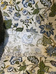 2pc Blue Floral Textured Upholstery Fabric 54”x36”Wide w/ONE Selvage+12”x29”