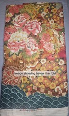 Vintage 9.5 yards cotton fabric floral red & teal with gold metallic by Kesslers