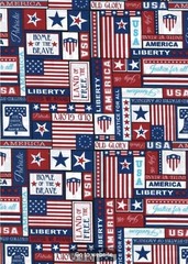 USA Flag, Patriotic Words Fabric•1yd BTY! 100% Cotton•Multi!Fast Ship!