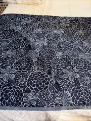 Indoor/Outdoor Decorator Upholstery Fabric Navy White Floral 4.25 yds x 60″
