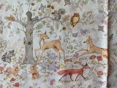 SUSAN WINGET FABRIC~Woodland Buddies~MASTER SCENIC~Muted Colors~FOREST DEER OWL~