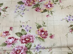 Flowers With Gold Grid On Peach Cotton Fabric Quilting For Hobby Lobby – 2 Yards