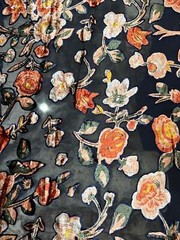 Italian designer Chiffon Velvet Burnout Dark navy blue base with copper shades
