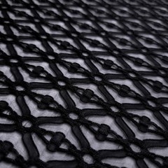 Black 3D Raised Lace Mesh Fabric 4 Way Stretch Sheer 58″ By The Yard Gothic Gown