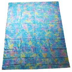 Pastel Blue Pink Yellow Watercolor Tie-Dye Fabric w/ Cats Craft Quilt 54 x 43in