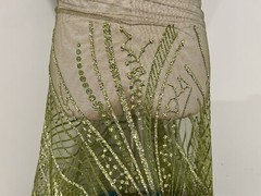 GREEN SILVER Sprinkles Rhinestones Glitter lace fabric 50″ width Sold By Yard