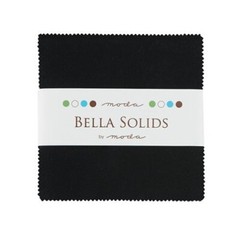 5″ Charm Pack Squares Bella Solids Black Quilter’s Cotton Fabric Precuts M520.21