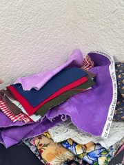 Quilting Cotton Fabric Scraps Lot 4.4 lb + Large Cuts Mixed Prints Solids