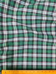 Green White Plaid Tartan Cotton Woven Fabric BTY GR8 For Kilts Skirts Drapes