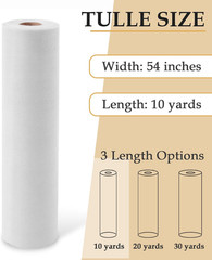 White Tulle Fabric Roll 54″ X 10 Yards | Sheer Tulle Bolt Fabric for Wedding Arc