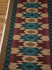 Aztec Style Fabric 5+ Yards x 46 Inches Cotton Maroon Red Green Chevron Pattern