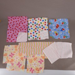 2+ lbs Cotton Flannel Fabric Scrap Destash Lot Squares Strips Cutouts Sewn Pcs