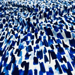 Abstract Watercolor Blue print Nylon Spandex Fabric Stretch by the Yard Swimwear
