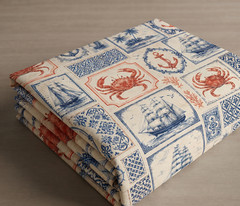 Nautical or coastal Printed Cotton Fabric By The Yard