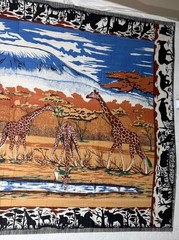 Large Fabric Panel 65″ X 46″ African Giraffes Twigs