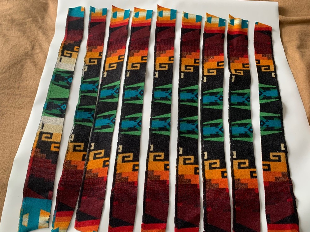 16 Genuine Pendleton Wool Fabric Remnant Strips Scrap Craft 3” X 32” Aztec