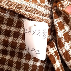 Vintage Double Knit Tube Fabric 2.72 Yards Brown White Houndstooth Check 1970s