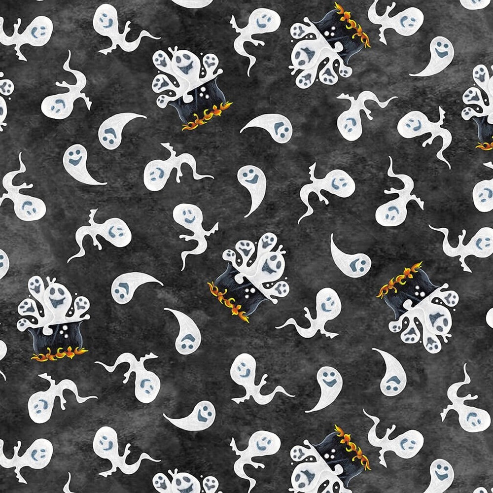 Halloween Fabric | Blank BooVille Glow in Dark Ghost Toss | By the Yard