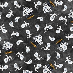 Halloween Fabric | Blank BooVille Glow in Dark Ghost Toss | By the Yard