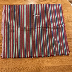 Vintage Stretch Denim Fabric Red Blue Green Stripes Distressed 60” x 51”