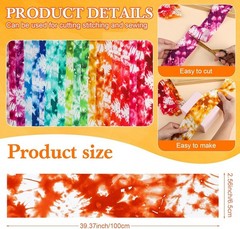 60 PCS Valentines Quilting Fabric Roll 2.6×40 Inch Cotton Strips Tie Dye