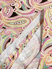 Pink Lime Orange Paisley on Dark Grey May Quilters Collectibles Cotton Fabric 1Y