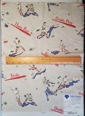 Vintage Pindler & Pindler Baseball Themed Cotton Fabric Samples Lot of 3