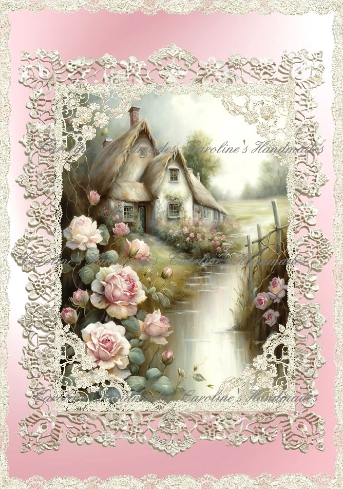 Shabby Chic Rose Garden Cottage Designer Cotton Fabric Quilt Block Multi-size