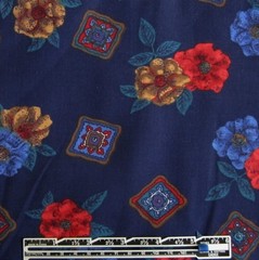 Floral Tile on Navy RAYON TWILL Sewing Fabric 1.805 yd (65″) x 58″ wide