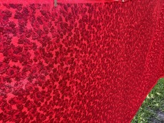 Vintage Wool/Wool Blend Fabric 3 Yards, 60″W Red Print