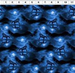 UNICORN MAGIC Anne Stokes Magic Unicorn Night Gallop Y4711-90 BLUE FABRIC BTHY