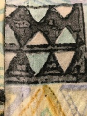 2yd(78″)Lx60″W yellow/black/teal/blue SW-theme pattern jersey qiana-like knit