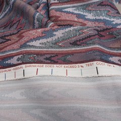 Vintage 1989 House N Home Flamestitch Drapery Fabric Mauve Blue 3 Yds 9″ x 56″
