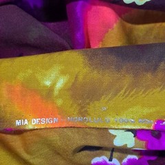 Vintage Honolulu Mia Designs Cotton Blend Fabric 1 Yd X 44″ Flames Floral Tiki