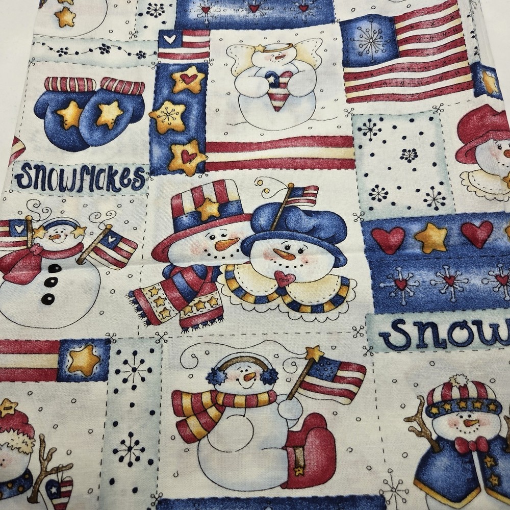 Dianna Marcum Fabric Marcus Brothers Textiles Patriotic Snowman ~44″x~35.5″