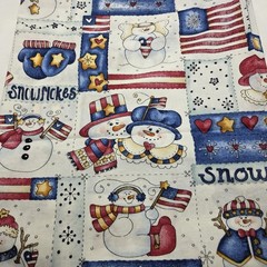 Dianna Marcum Fabric Marcus Brothers Textiles Patriotic Snowman ~44″x~35.5″