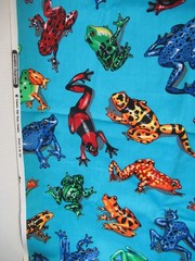 Cranston Printworks Colorful FROGS ALLOVER AQUA BLUE Cotton Fabric 1Y14″X43