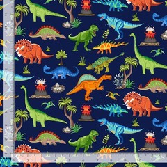 Animal Fabric | Dinosaur Dig Dino Scenic Blue | Timeless Treasures YARD