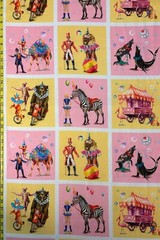 Circus Michael Miller Fabric elephant horse clown tent penguin pink yellow