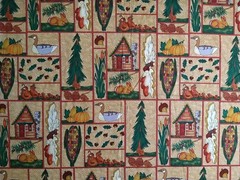Country Autumn Fall Block Pattern Fabric BTHY 18×45 Cabin Corn Geese Tree Acorn