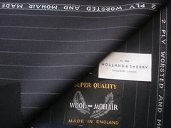 Holland & Sherry 2 PLY WOOL & MOHAIR Dk Navy SUITING FABRIC MADE IN ENGLAND 3.5m