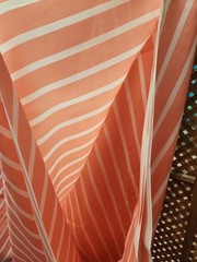 Peach White Striped Lightweight Sheer Fabric Clothing Draping Ect By 1/2 Yard