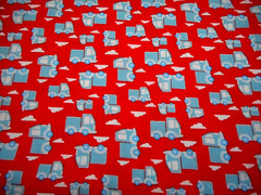 Childrens Fabric By The Yard Sm Blue Trucks Clouds Red Boys Quilting Cotton #C