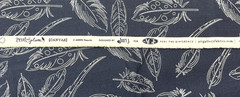 Panache White Feathers Navy Blue Cotton Canvas Fabric BTY #41