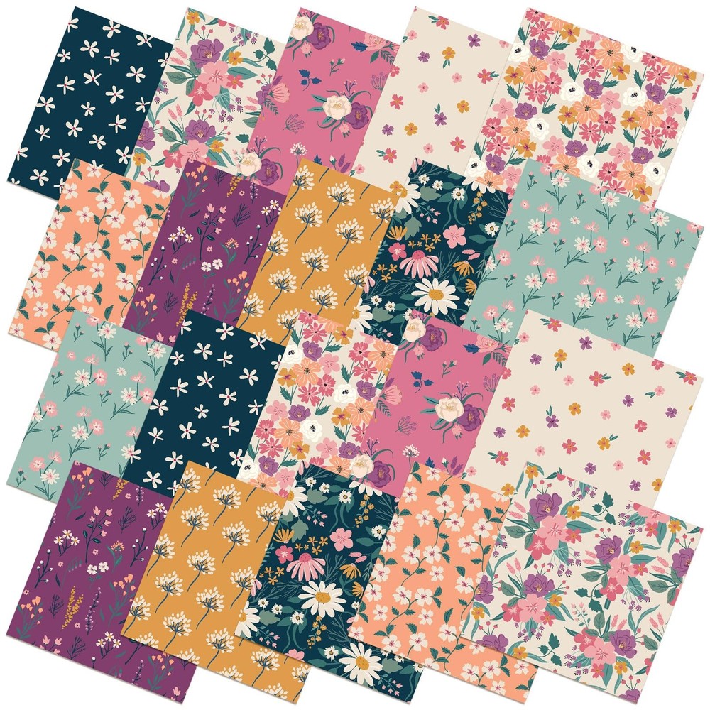 Hahafelt 10 Pcs Vintage Floral Quilting Fabric by The Yard 20 x 20 Inch Retro Me