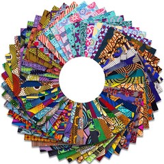 50 Pcs 25 x 25 cm/9.8 x 9.8 inches Polyester African Fabric Square No Repeat