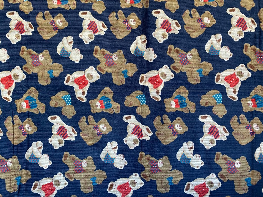 CORDUROY FABRIC~Teddy Bears in Vests Bow Ties~NAVY BROWN BLUE RED~Needlecord~